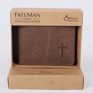 Genuine Leather Men’s Brown Cross Bi-Fold Wallet -